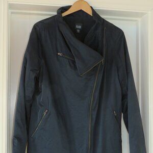 Eileen Fisher Mid Length Jacket Women Size XL Full Zip Black Lined Minimalist